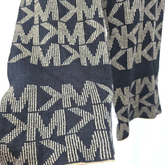 Michael Kors Scarf MK Logo Reversible Black Tan Unisex - Picture 3 of 6